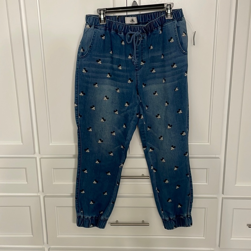 Disney Mickey Mouse denim joggers L new with tags